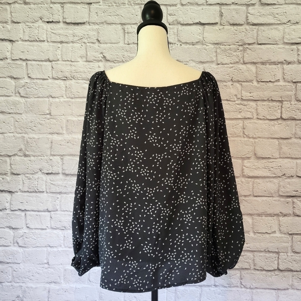 Target A New Day black white floral print long sleeve square neckline top sz XL - Picture 8 of 10